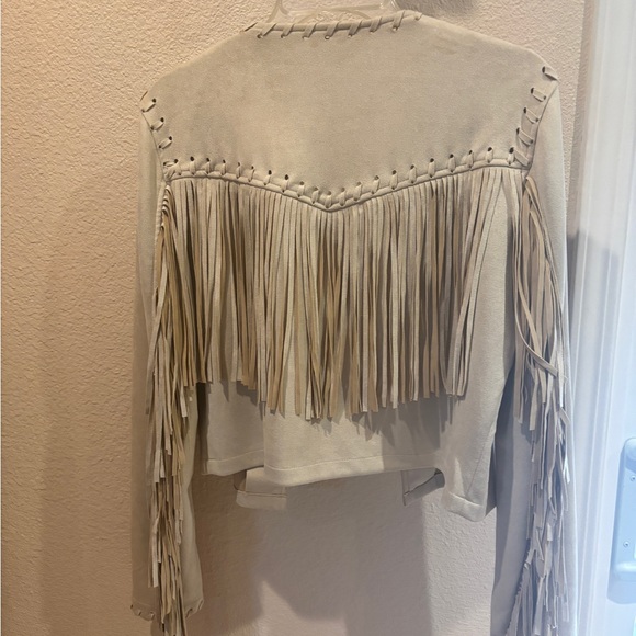 Endless Blu Women's Fringe Jacket in Cream - Picture 2 of 5